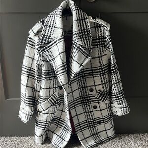 (Never Worn) Avec Les Filles Black and White Checkered Trench Coat